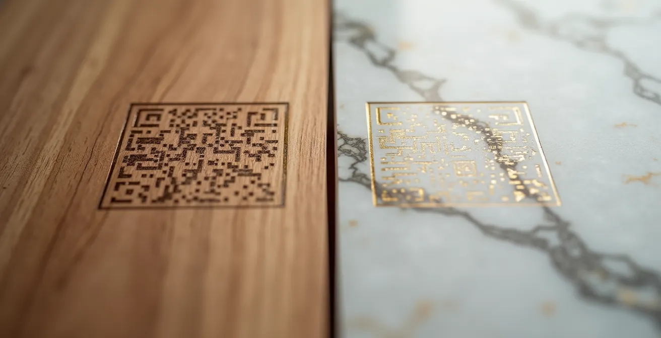 Dettaglio macro di materiali pregiati con sistema di tracciabilità blockchain