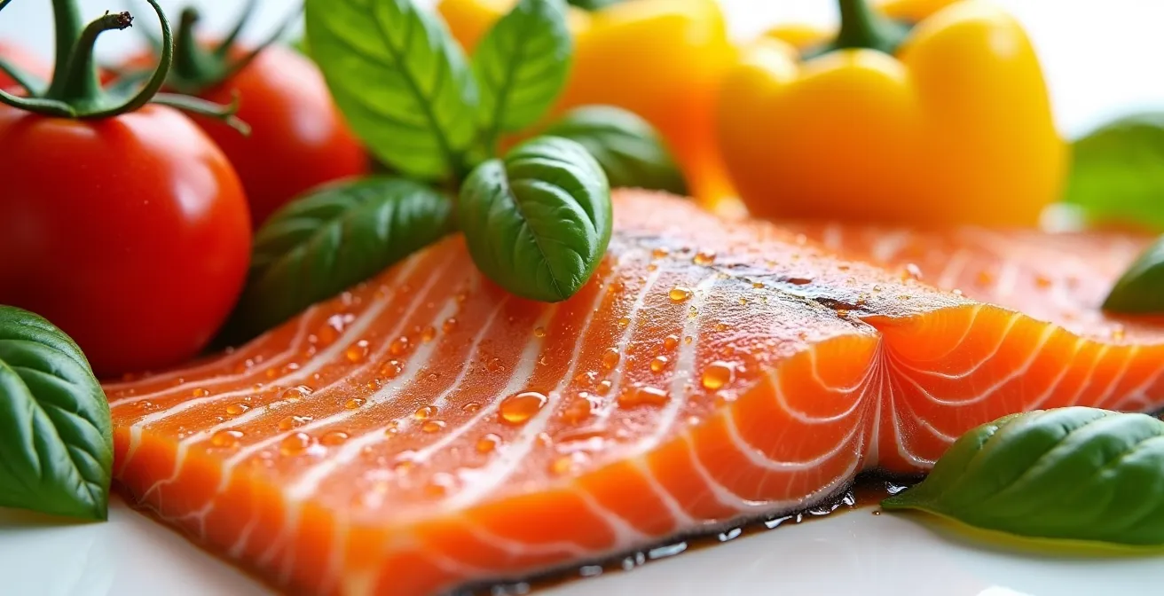 Confronto visivo di alimenti sotto luce 3000K e 4000K con alto CRI