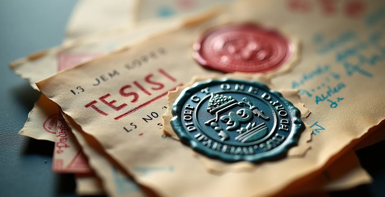 Vista macro di documenti di trasporto con timbri e sigilli ufficiali