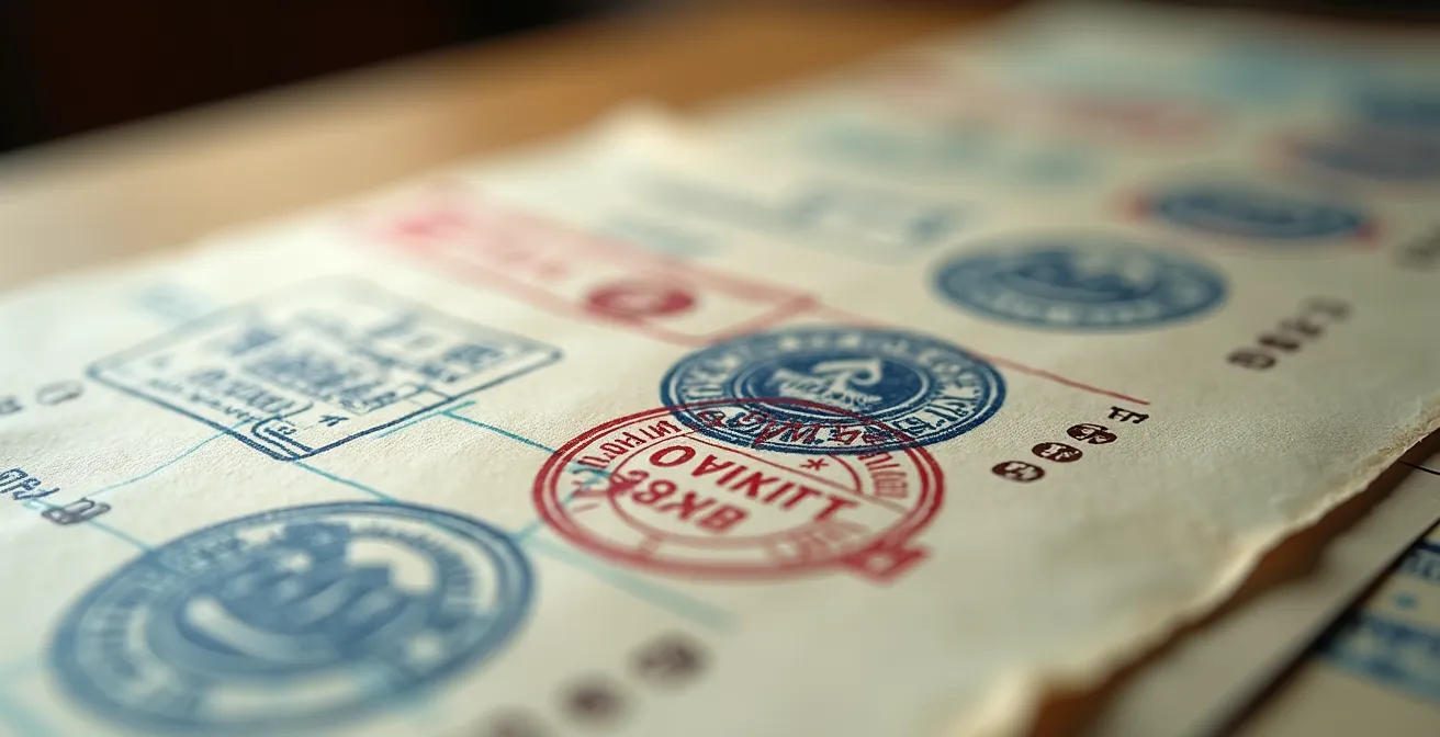 Primo piano macro di una superficie di un documento di spedizione con numeri e codici stampati in modo astratto.