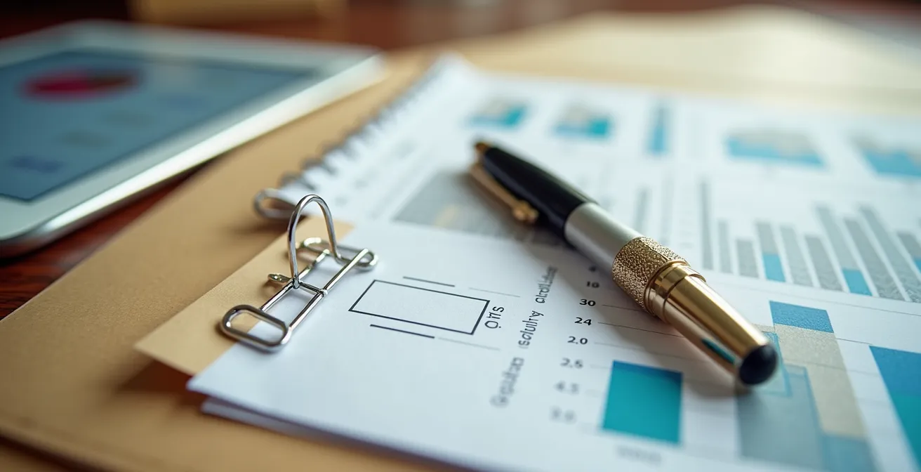 Cartelle organizzate con documenti assicurativi e tablet digitale su scrivania professionale