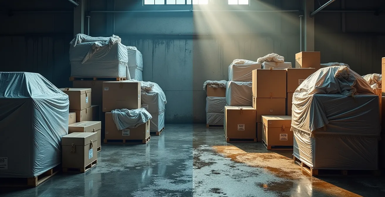 Confronto visivo tra merce protetta e merce lasciata esposta