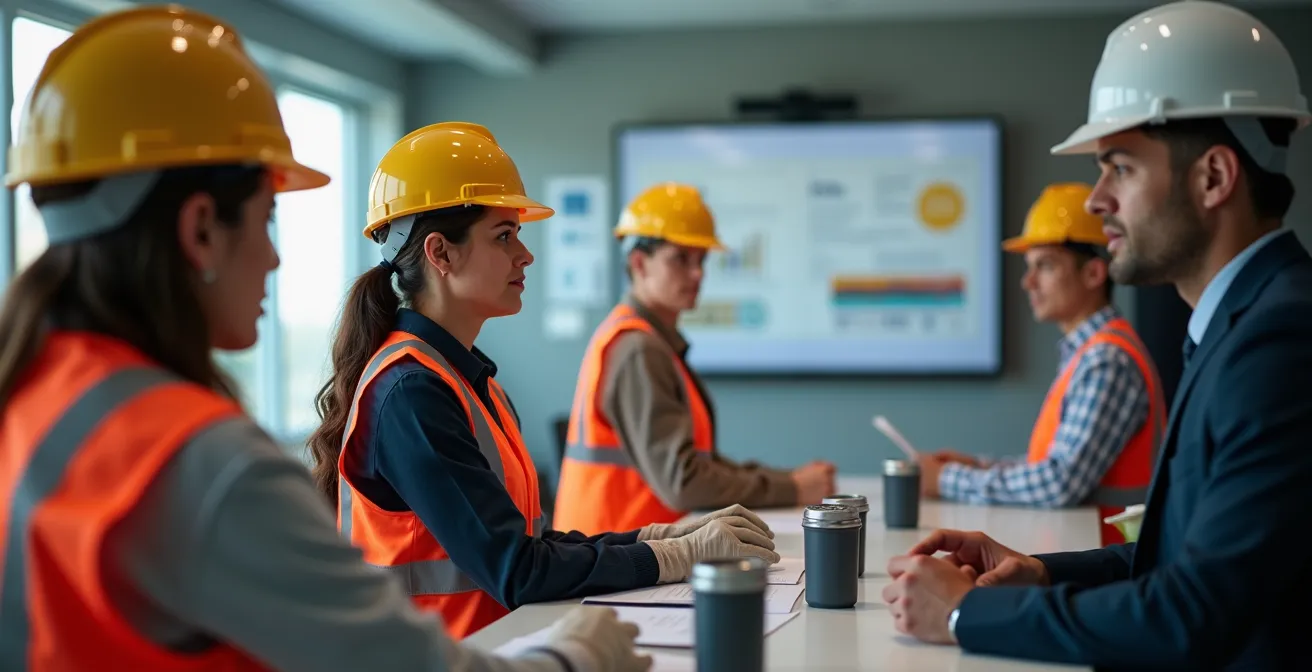 Aula formazione con istruttore ADR e partecipanti durante corso pratico