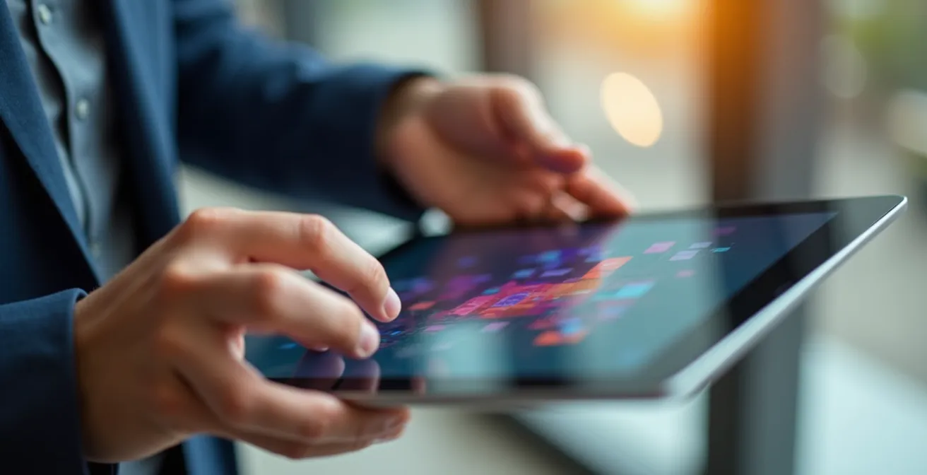 Professionista che utilizza un'interfaccia TMS semplificata su tablet