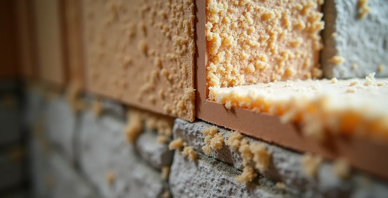 Applicazione di pannelli isolanti in fibra di legno su muro interno in pietra