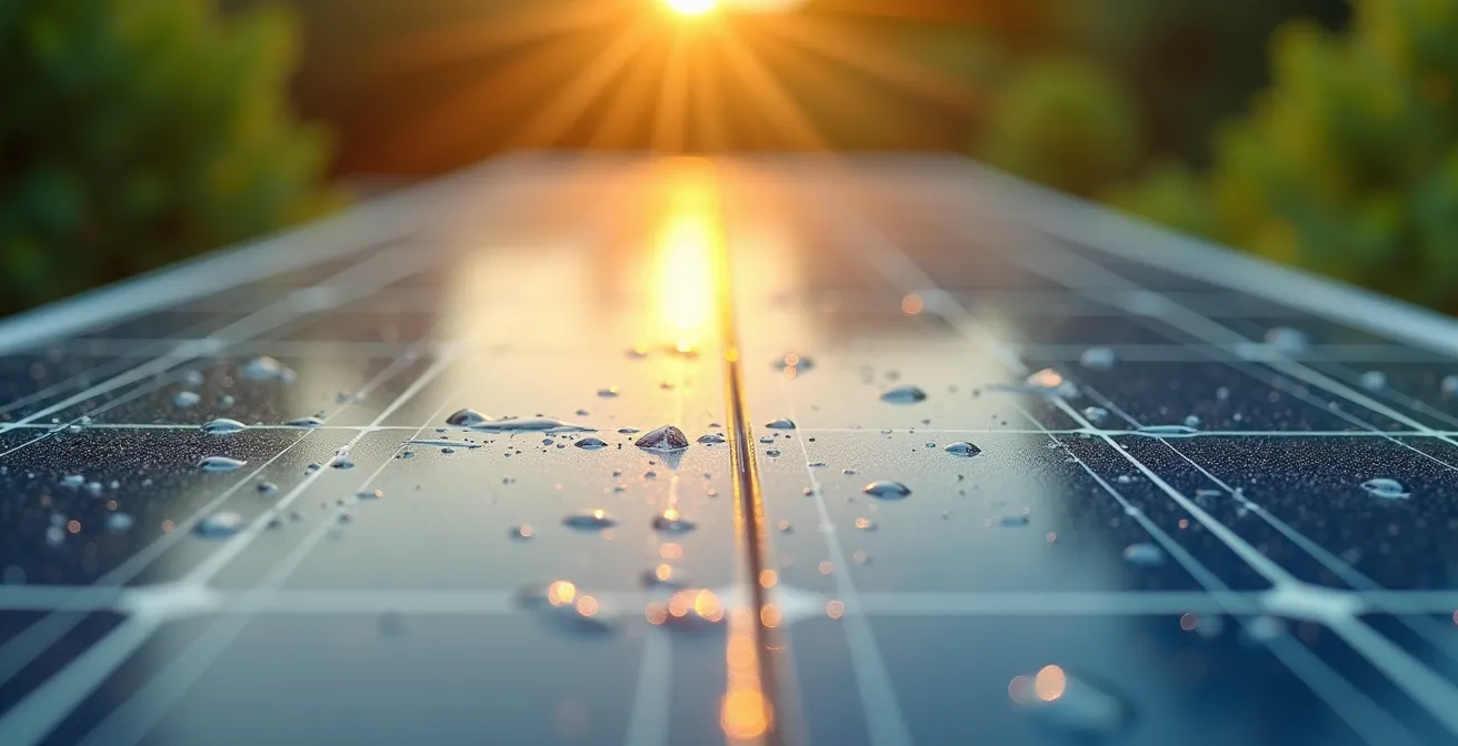 Confronto prima e dopo la pulizia di un pannello solare opacizzato