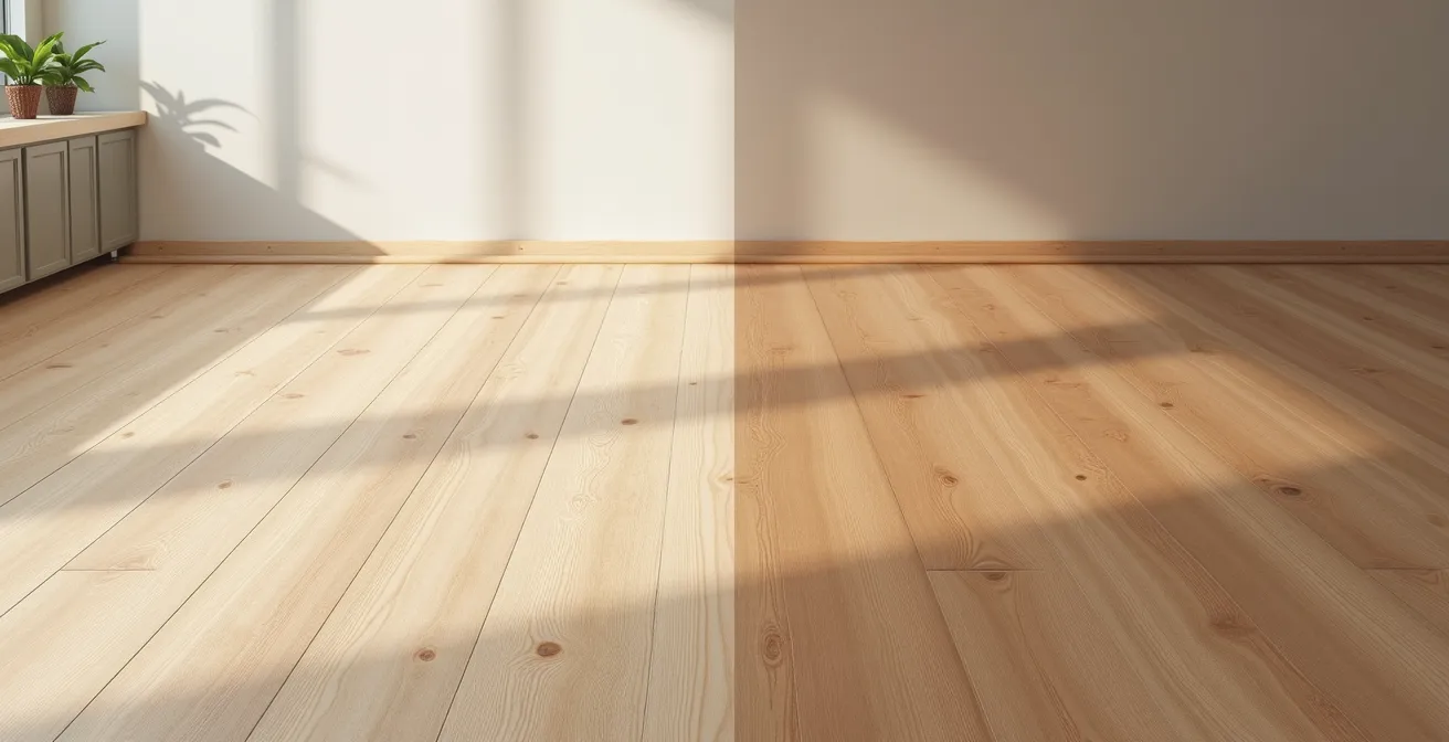 Confronto visivo dell'ossidazione del parquet rovere chiaro nel tempo