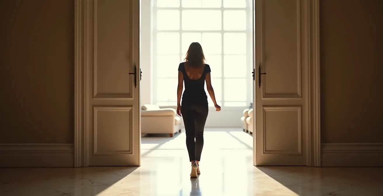 Porta a tutta altezza filo muro in ambiente di lusso moderno