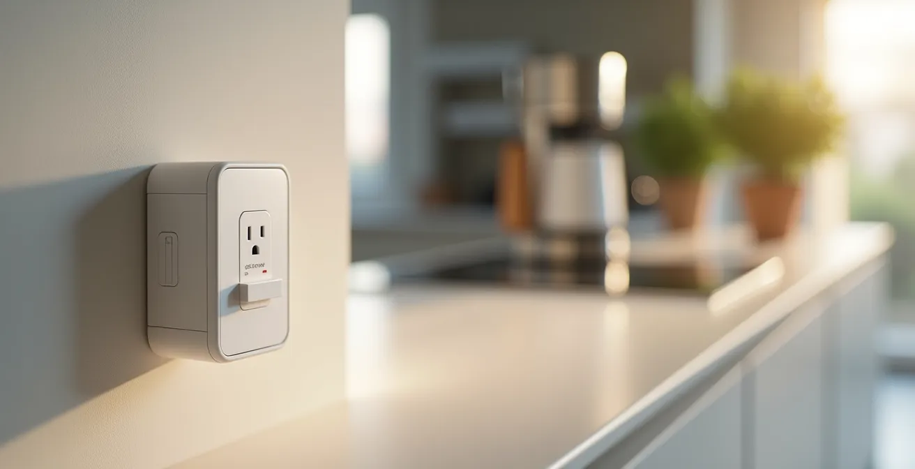 Presa smart collegata con display digitale che mostra consumo energetico in tempo reale