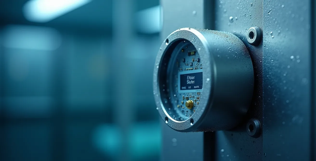 Sensore IoT che monitora temperatura e condizioni ambientali in un container