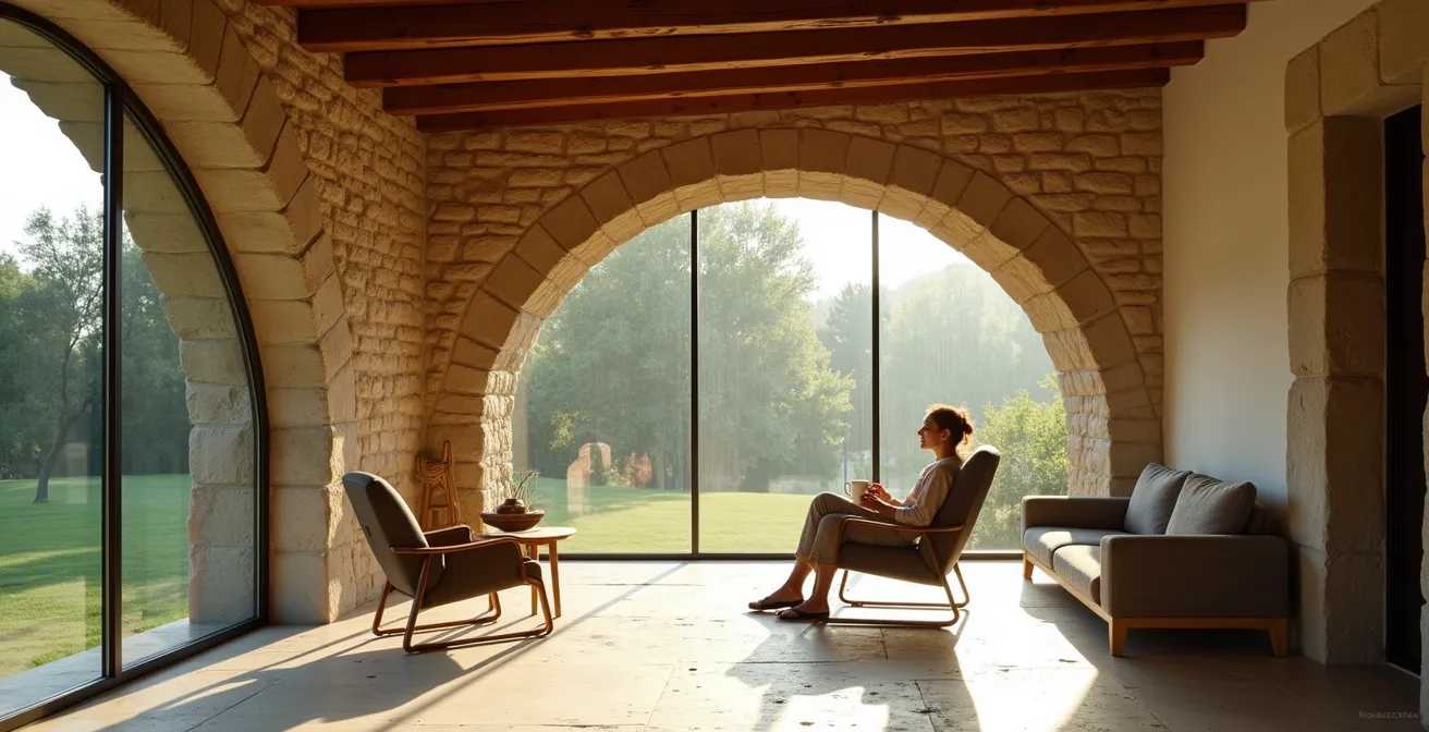 Trasformazione di un porticato in serra bioclimatica con vetrate moderne