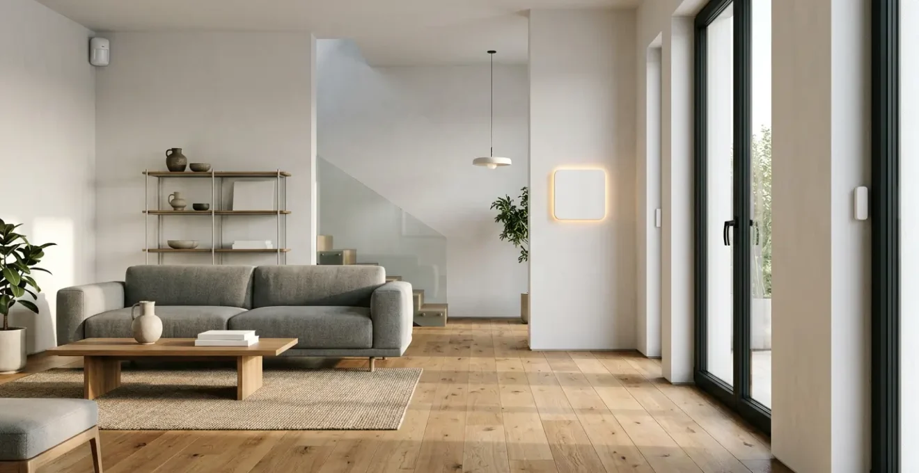 Installazione di un sistema di allarme wireless in una casa moderna con sensori e centrale