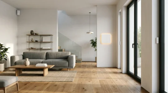 Installazione di un sistema di allarme wireless in una casa moderna con sensori e centrale