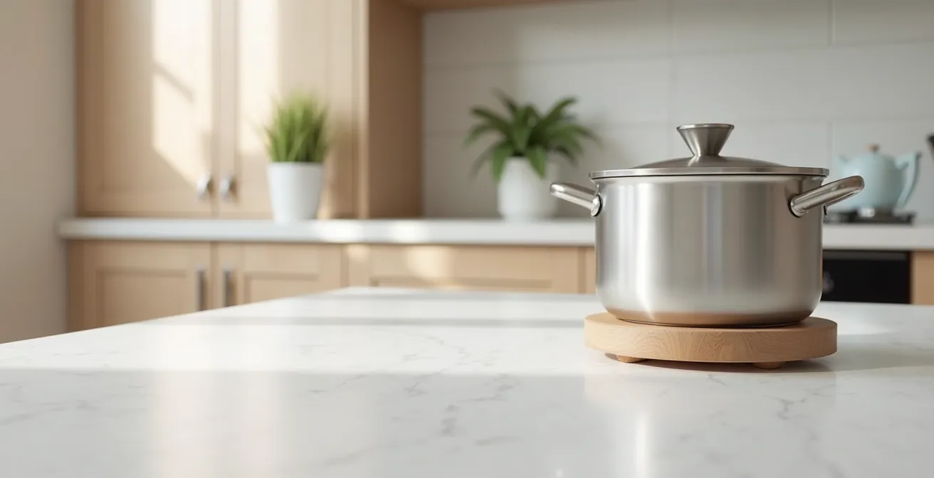 Dettaglio del bordo di un top cucina in gres porcellanato